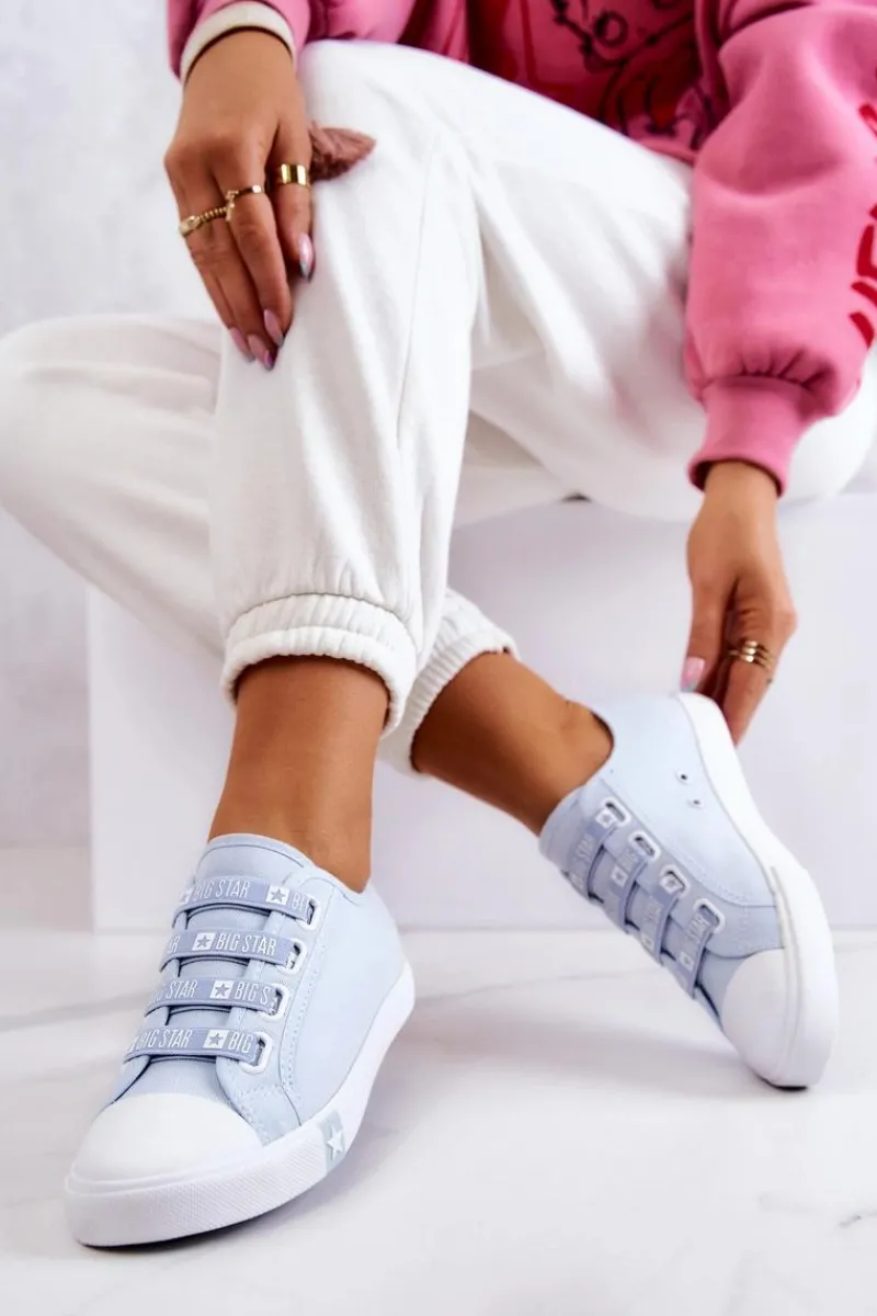 Trampki Damskie Big Star|Trampki Damskie Niskie>Big Star Shoes Damskie Trampki Ze Ściągaczami BIG STAR HH274095 Niebieskie