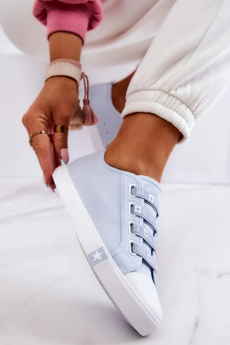 Trampki Damskie Big Star|Trampki Damskie Niskie>Big Star Shoes Damskie Trampki Ze Ściągaczami BIG STAR HH274095 Niebieskie