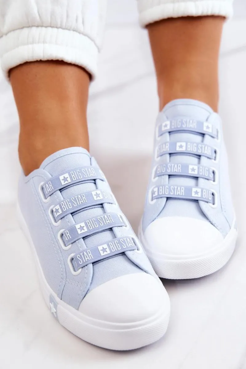 Trampki Damskie Big Star|Trampki Damskie Niskie>Big Star Shoes Damskie Trampki Ze Ściągaczami BIG STAR HH274095 Niebieskie