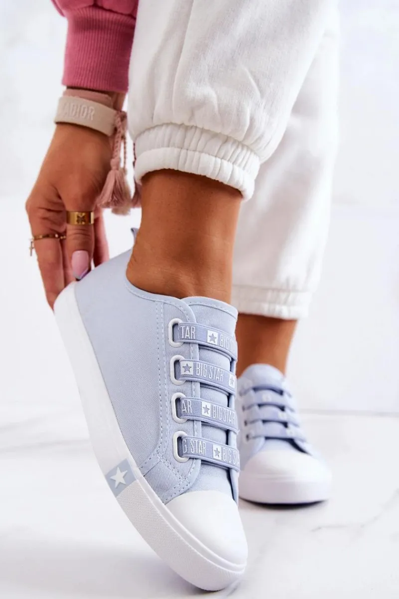 Trampki Damskie Big Star|Trampki Damskie Niskie>Big Star Shoes Damskie Trampki Ze Ściągaczami BIG STAR HH274095 Niebieskie