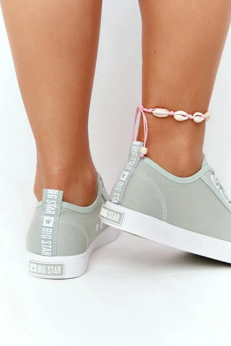 Trampki Damskie Big Star|Trampki Damskie Niskie>Big Star Shoes Damskie Trampki Ze Ściągaczami BIG STAR HH274097 Zielone