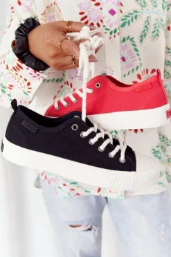 Trampki Damskie Big Star|Trampki Damskie Niskie>Big Star Shoes Damskie Trampki Ze Sznurkiem BIG STAR FF274184 Czarne