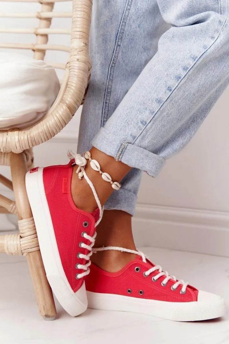 Online Damskie Trampki Ze Sznurkiem BIG STAR FF274185 Czerwone Damskie Trampki Damskie Big Star|Trampki Damskie Niskie