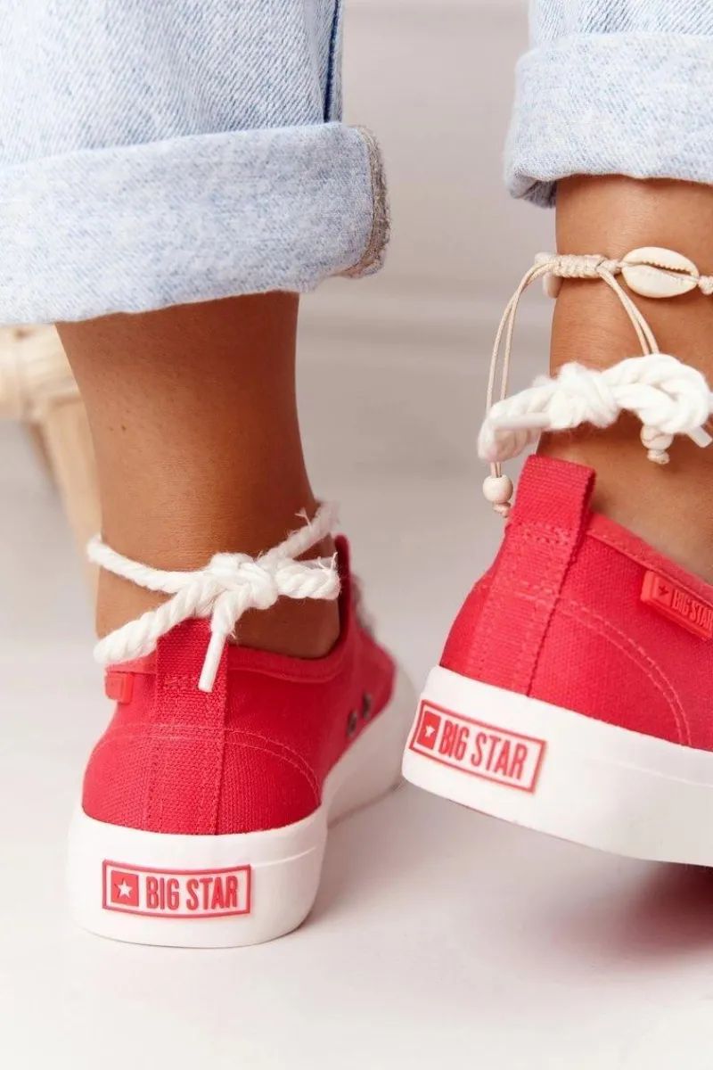 Online Damskie Trampki Ze Sznurkiem BIG STAR FF274185 Czerwone Damskie Trampki Damskie Big Star|Trampki Damskie Niskie