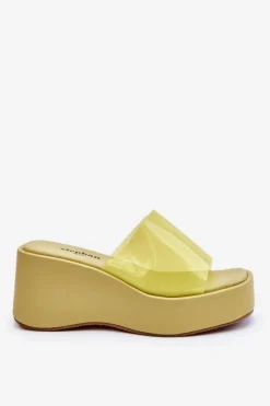 Online Damskie Transparentne Klapki Na Koturnie Jasnozielone Eliane Damskie Klapki Na Koturnie|Klapki Damskie Klasyczne