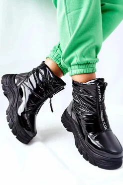 Clearance Damskie Trapery Botki Czarne Echowen Damskie Damskie Trapery|Botki Zimowe Damskie