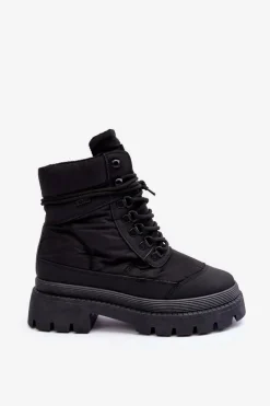 Hot Big Star Shoes Damskie Trapery Botki Ocieplane Na Platformie I Płaskim Obcasie Big Star MM274338 Czarne