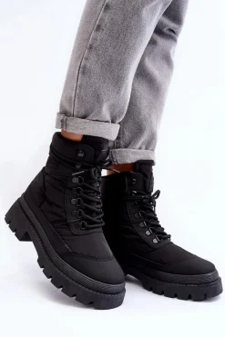 Hot Big Star Shoes Damskie Trapery Botki Ocieplane Na Platformie I Płaskim Obcasie Big Star MM274338 Czarne