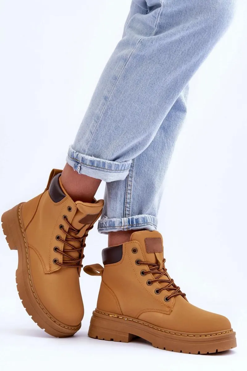 Best Boto Damskie Trapery Botki Ocieplane Brązowe Corbin Brązowy