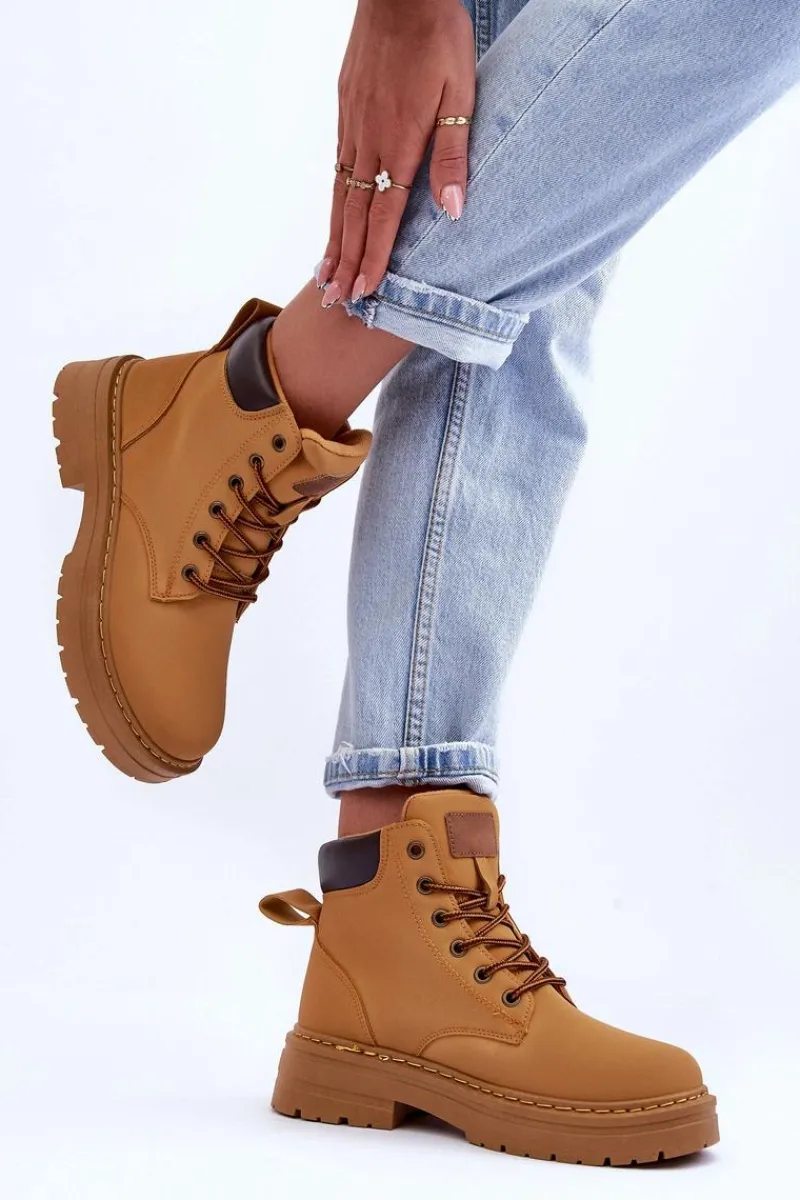 Best Boto Damskie Trapery Botki Ocieplane Brązowe Corbin Brązowy