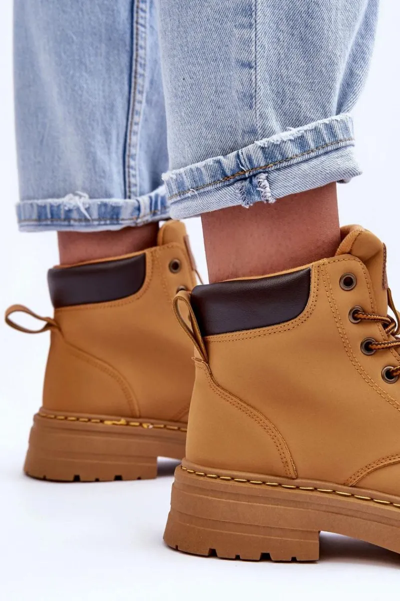 Best Boto Damskie Trapery Botki Ocieplane Brązowe Corbin Brązowy