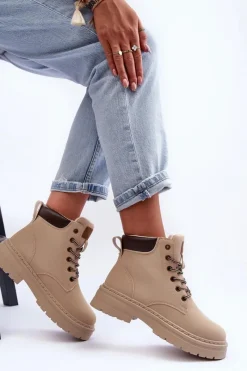 Botki Ocieplane|Damskie Trapery>Boto Damskie Trapery Botki Ocieplane Jasnobeżowe Corbin Beżowy