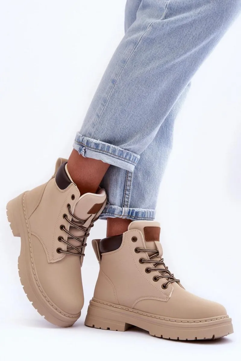 Botki Ocieplane|Damskie Trapery>Boto Damskie Trapery Botki Ocieplane Jasnobeżowe Corbin Beżowy