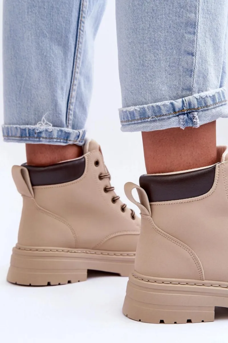 Botki Ocieplane|Damskie Trapery>Boto Damskie Trapery Botki Ocieplane Jasnobeżowe Corbin Beżowy