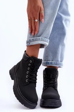 Hot Boto Damskie Trapery Botki Ocieplane Czarne Corbin Czarny