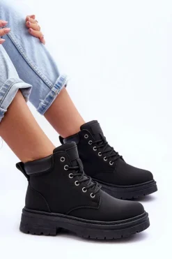 Hot Boto Damskie Trapery Botki Ocieplane Czarne Corbin Czarny