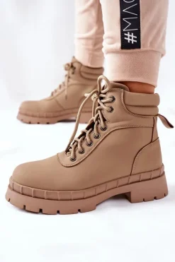 Damskie Trapery|Botki Sznurowane>Boto Damskie Trapery Khaki Mustgrow