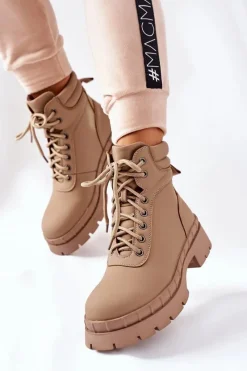 Damskie Trapery|Botki Sznurowane>Boto Damskie Trapery Khaki Mustgrow