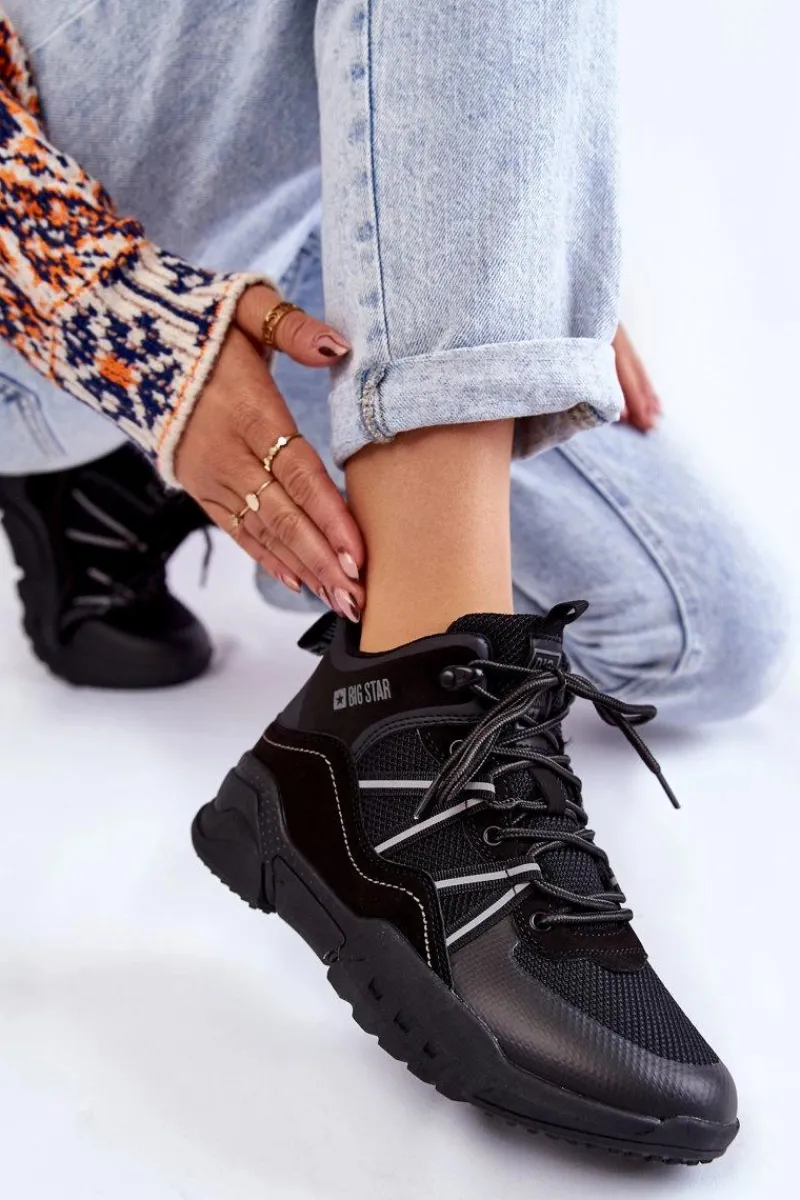 Online Damskie Trapery Memory Foam Big Star KK274218 Czarne Damskie Trekkingowe Damskie|Damskie Trapery