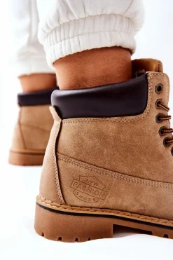 New Boto Damskie Trapery Ocieplane Beżowe Crush