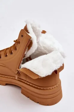 Sale Damskie Trapery Ocieplane Futerkiem Camel Fenan Damskie Damskie Trapery|Botki Sznurowane