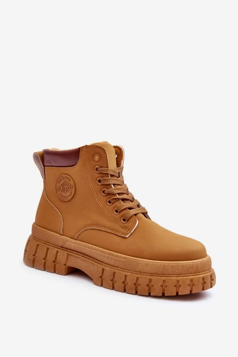 Botki Ocieplane|Damskie Trapery>Boto Damskie Trapery Skórzane Na Platformie Brązowe Calys