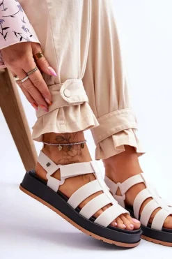 Sandały Gumowe|Sandały Płaskie></noscript>ZAXY Damskie Wegańskie Sandały Na Rzepy JJ285015 Jasnobeżowe Beżowy