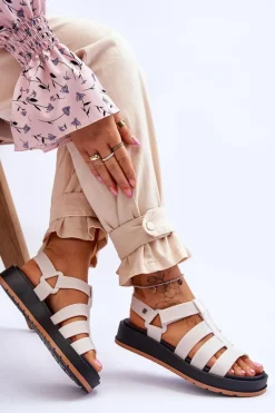 Sandały Gumowe|Sandały Płaskie></noscript>ZAXY Damskie Wegańskie Sandały Na Rzepy JJ285015 Jasnobeżowe Beżowy