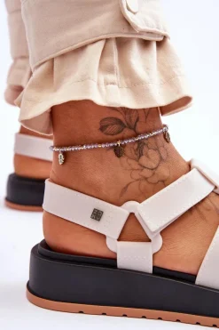 Sandały Gumowe|Sandały Płaskie></noscript>ZAXY Damskie Wegańskie Sandały Na Rzepy JJ285015 Jasnobeżowe Beżowy