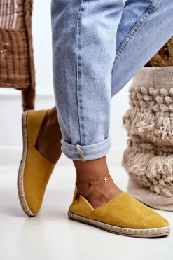 Boto Damskie Welurowe Espadryle Żółte Vulcano