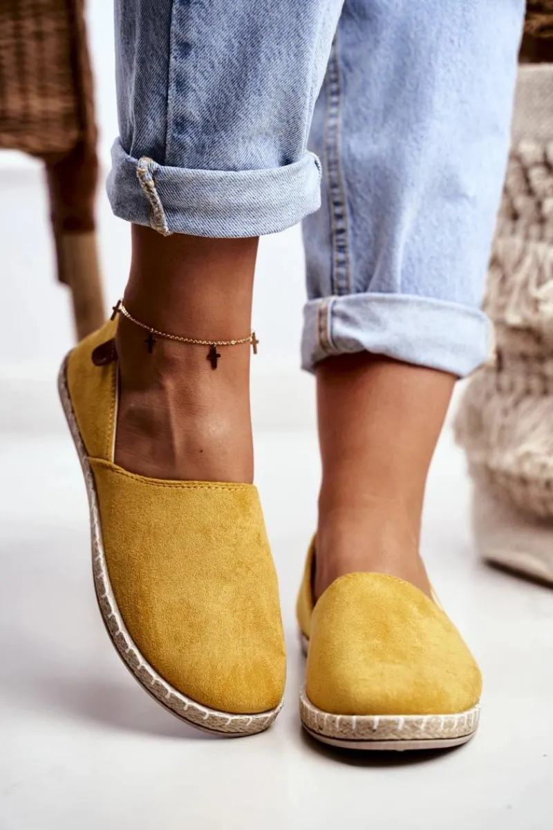 Boto Damskie Welurowe Espadryle Żółte Vulcano