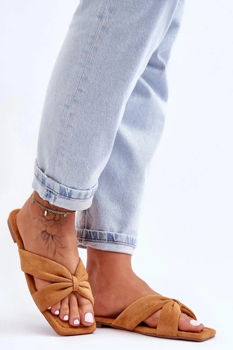 Clearance Damskie Welurowe Klapki Camel Vanilla Sky Damskie Klapki Damskie Klasyczne