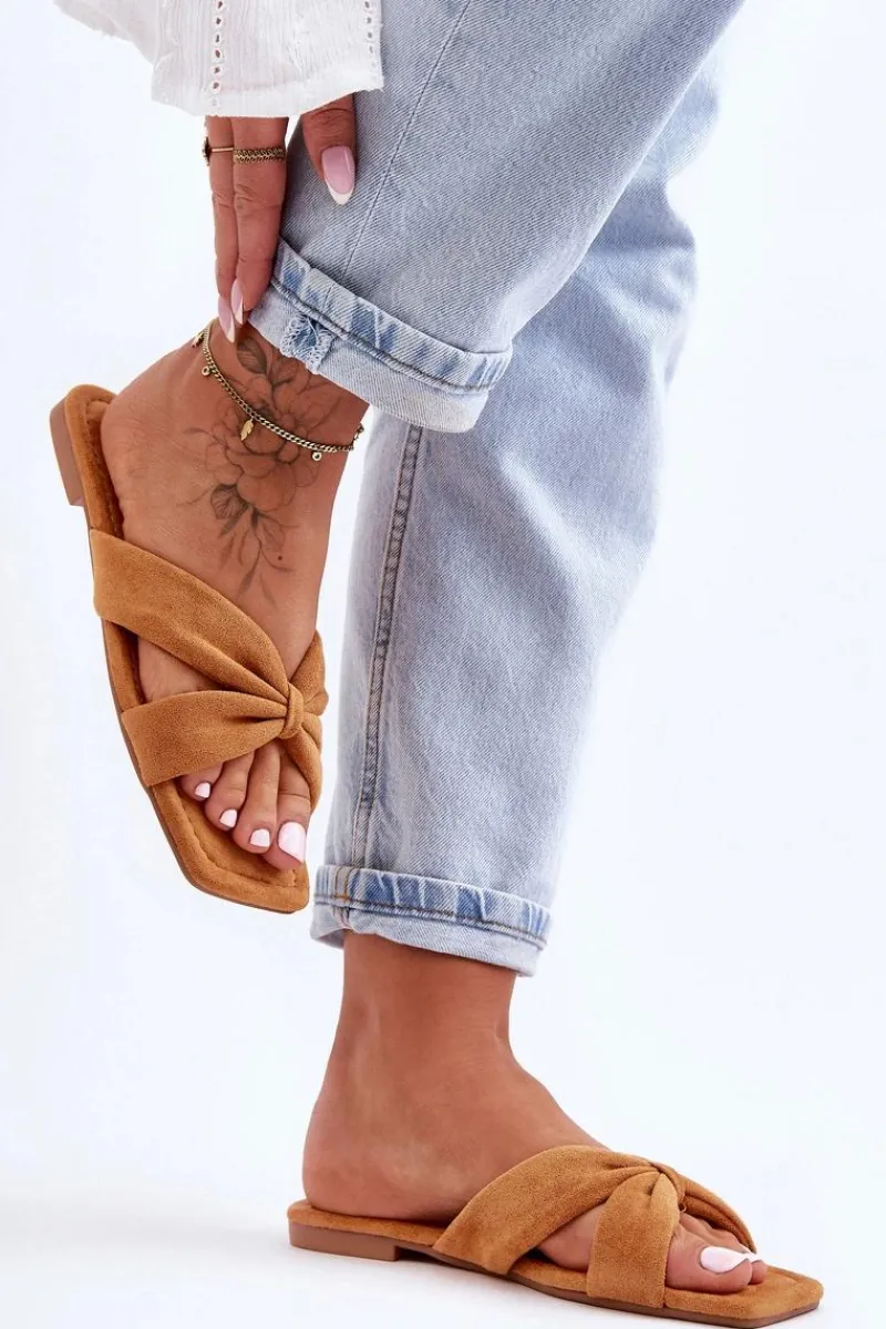 Clearance Damskie Welurowe Klapki Camel Vanilla Sky Damskie Klapki Damskie Klasyczne