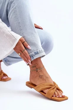 Clearance Damskie Welurowe Klapki Camel Vanilla Sky Damskie Klapki Damskie Klasyczne