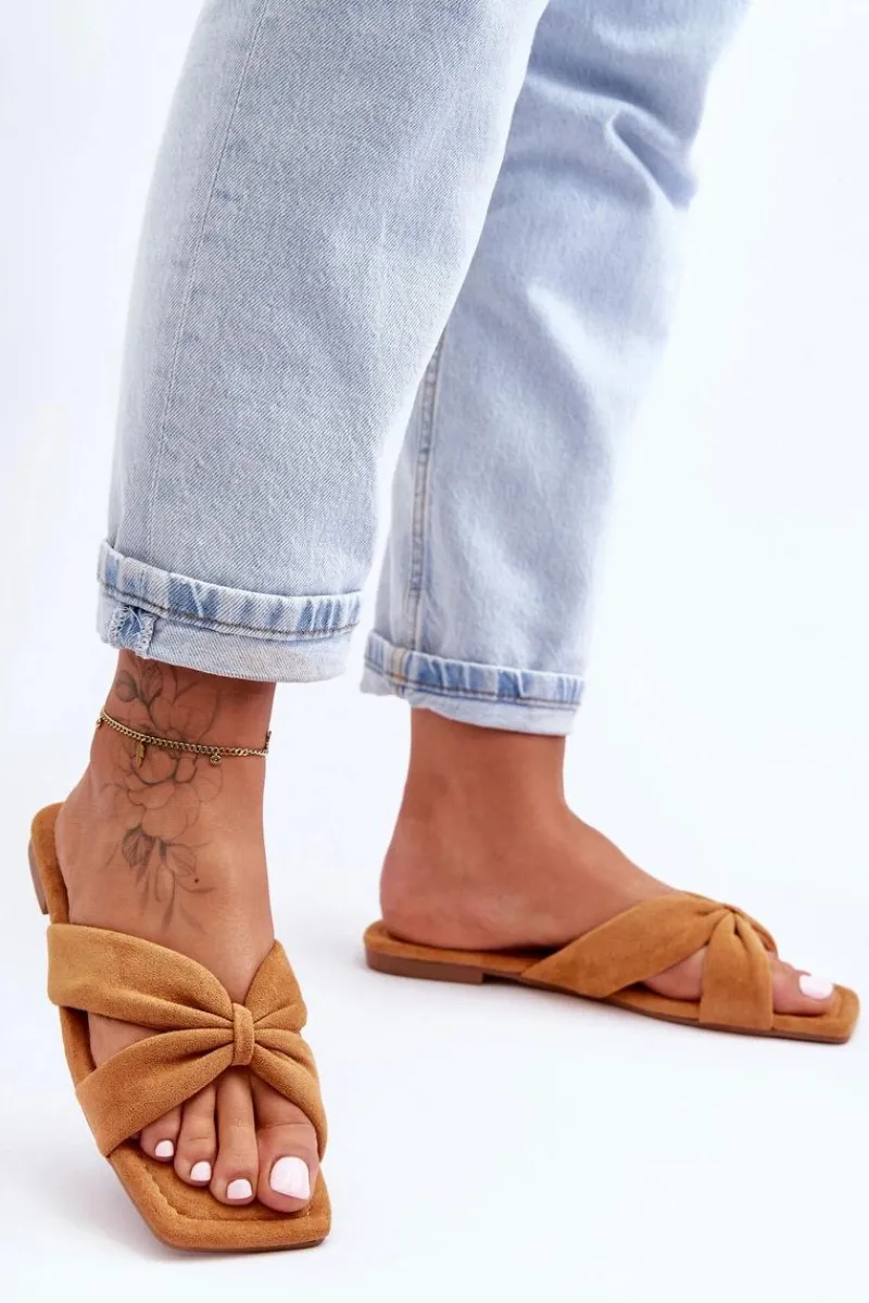 Clearance Damskie Welurowe Klapki Camel Vanilla Sky Damskie Klapki Damskie Klasyczne