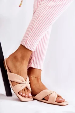 Online Damskie Welurowe Klapki Jasnoróżowe Vanilla Sky Damskie Klapki Damskie Klasyczne