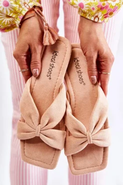 Online Damskie Welurowe Klapki Jasnoróżowe Vanilla Sky Damskie Klapki Damskie Klasyczne