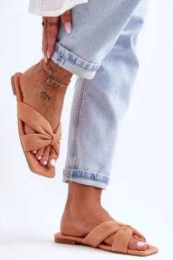 Best Boto Damskie Welurowe Klapki Pomarańczowe Vanilla Sky