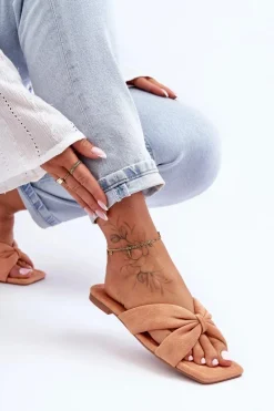 Best Boto Damskie Welurowe Klapki Pomarańczowe Vanilla Sky