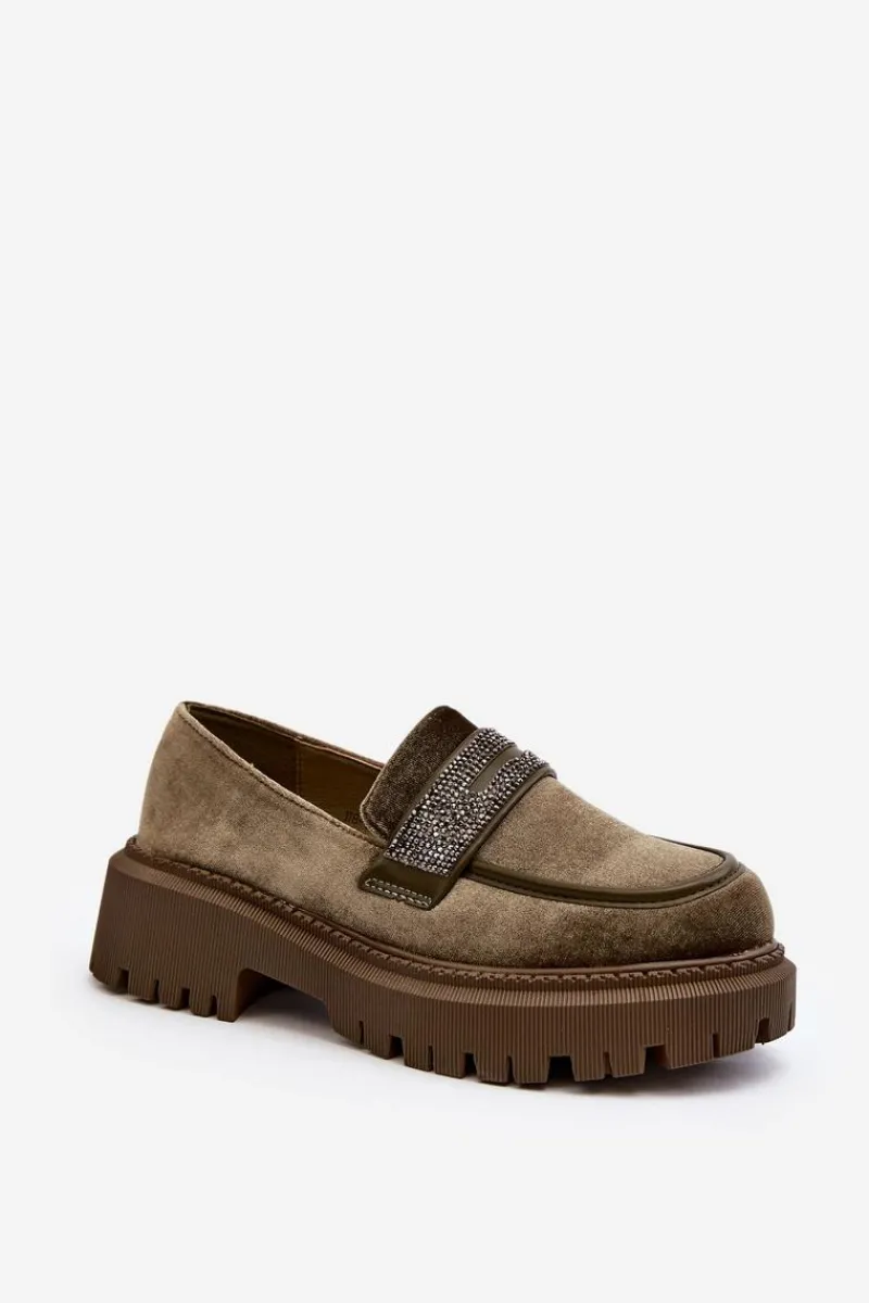 Mokasyny Na Platformie|Mokasyny Damskie Zamszowe>Boto Damskie Welurowe Mokasyny Z Ozdobą Ciemnozielone Wendreda