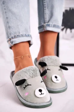 Discount Damskie Welurowe Papcie Z Lamą Zielone Ruddy Damskie Kapcie Klasyczne