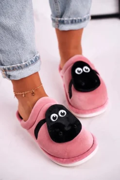 Discount Boto Damskie Welurowe Papcie Z Owieczką Pudrowy Róż Charlie