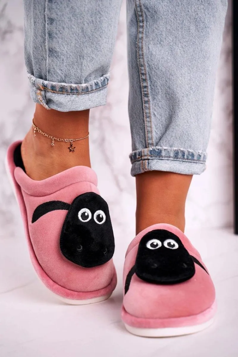 Discount Boto Damskie Welurowe Papcie Z Owieczką Pudrowy Róż Charlie