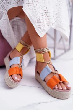 Best Damskie Wielokolorowe Sandały Na Platformie Espadryle Manado Damskie Sandały Płaskie