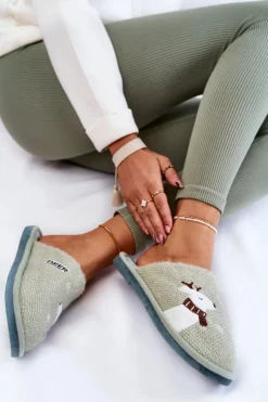 Hot Boto Damskie Świąteczne Papcie Z Reniferem Zielone Millio