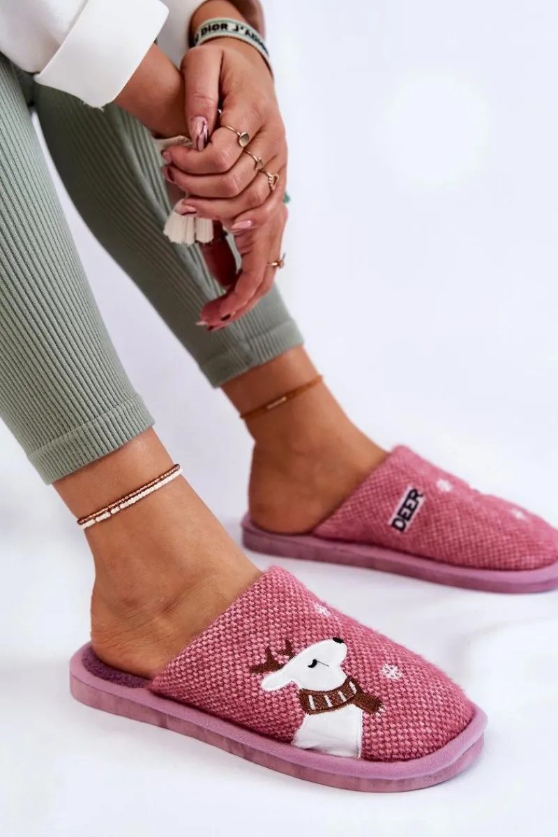 Sale Boto Damskie Świąteczne Papcie Z Reniferem Fioletowe Millio