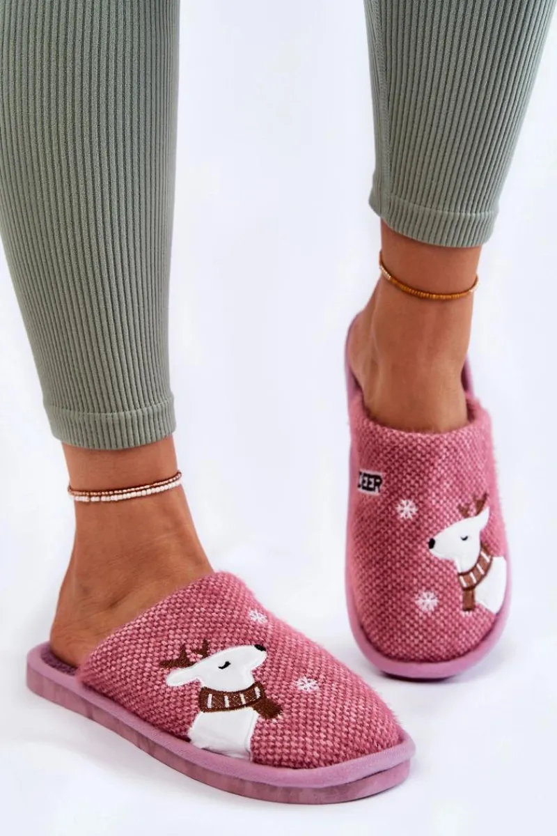 Sale Boto Damskie Świąteczne Papcie Z Reniferem Fioletowe Millio