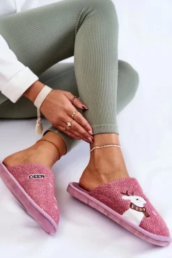 Sale Boto Damskie Świąteczne Papcie Z Reniferem Fioletowe Millio