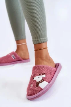 Sale Boto Damskie Świąteczne Papcie Z Reniferem Fioletowe Millio