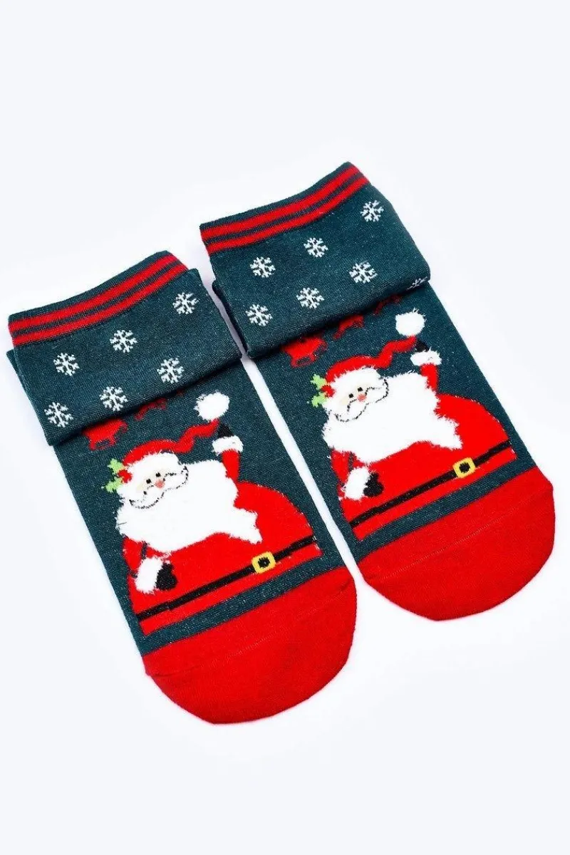 Clearance COSAS Damskie Świąteczne Skarpetki Z Mikołajem Zielone